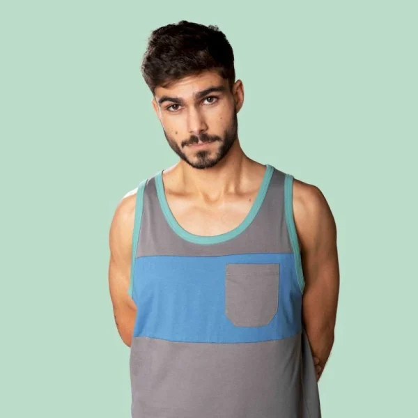 Boutique officielle Les meilleures critiques de 🔔 Snap Two-Colored Pocket Tank Top – Débardeur homme 😍 4