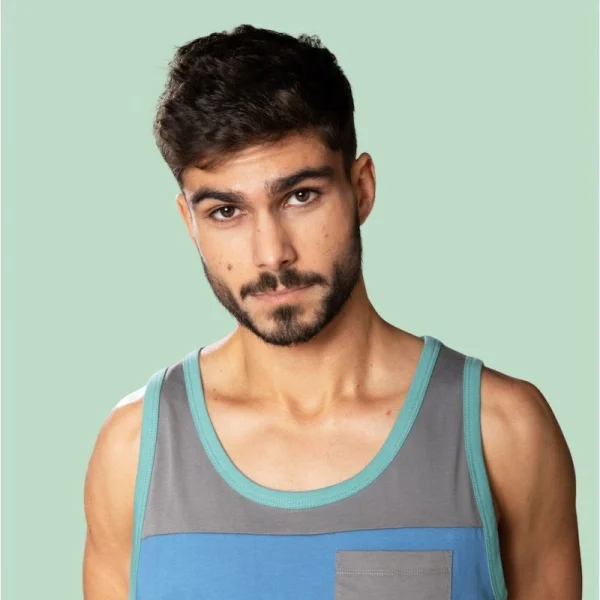 Boutique officielle Les meilleures critiques de 🔔 Snap Two-Colored Pocket Tank Top – Débardeur homme 😍 5